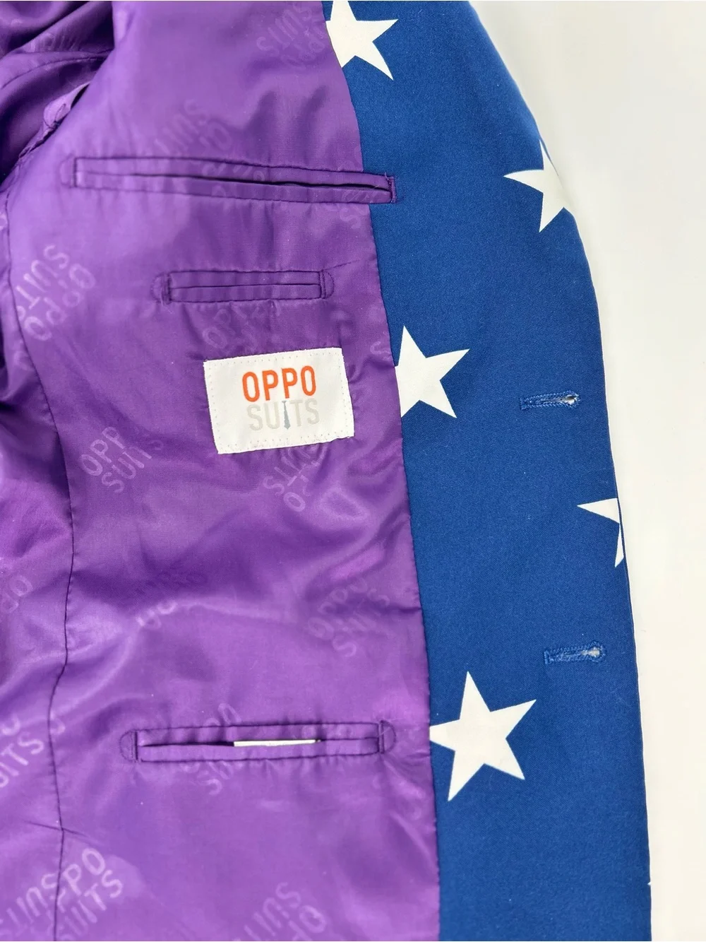 OppoSuits Patriotic Blue & White Star Short Sleeve Blazer 38
